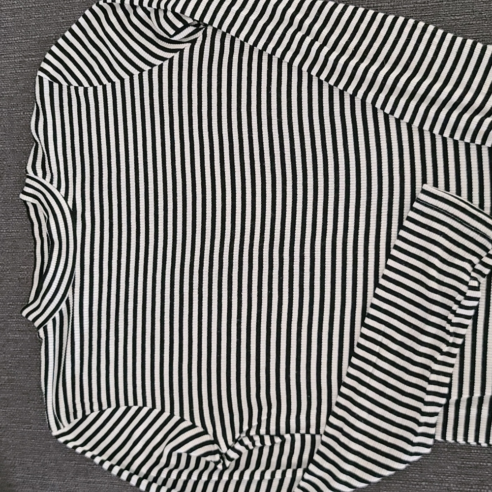 ZARA GIRLS Mock Neck Striped Long Sleeve Shirt 13 14 Ribbed Top Tee Stretchy - Picture 3 of 13